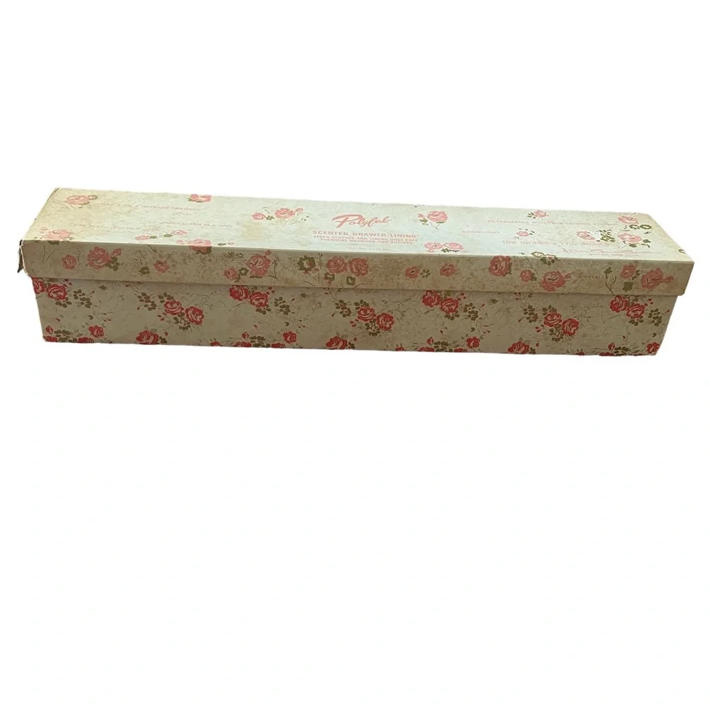 Vintage 2 ft. Yellow Bud Flower Print Plastic Cotton Scented Drawer Lining.